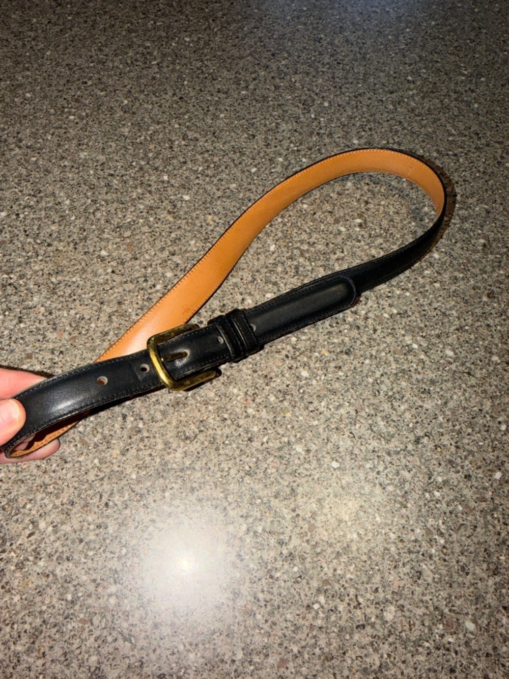 Vintage y2k Coach Black and Tan Leather Belt with Brass Buckle
